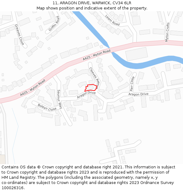 11, ARAGON DRIVE, WARWICK, CV34 6LR: Location map and indicative extent of plot