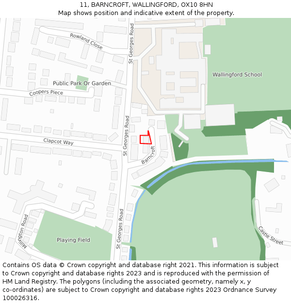 11, BARNCROFT, WALLINGFORD, OX10 8HN: Location map and indicative extent of plot