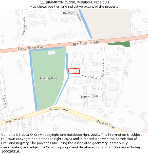 11, BRAMPTON CLOSE, WISBECH, PE13 1LU: Location map and indicative extent of plot