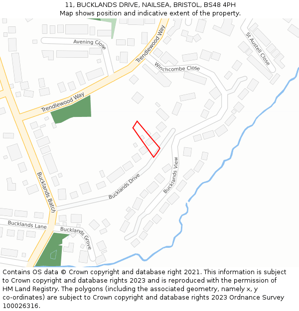11, BUCKLANDS DRIVE, NAILSEA, BRISTOL, BS48 4PH: Location map and indicative extent of plot