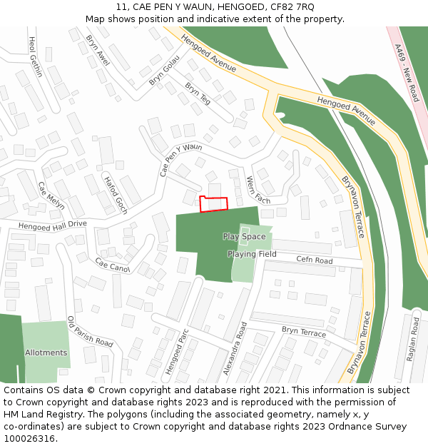 11, CAE PEN Y WAUN, HENGOED, CF82 7RQ: Location map and indicative extent of plot