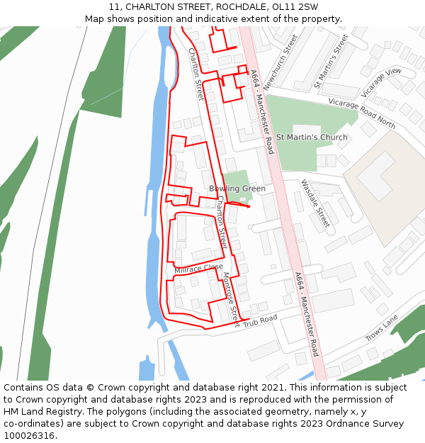 11, CHARLTON STREET, ROCHDALE, OL11 2SW: Location map and indicative extent of plot