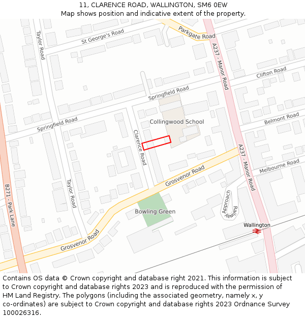11, CLARENCE ROAD, WALLINGTON, SM6 0EW: Location map and indicative extent of plot