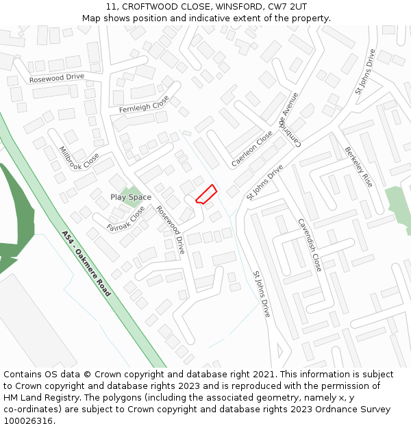 11, CROFTWOOD CLOSE, WINSFORD, CW7 2UT: Location map and indicative extent of plot