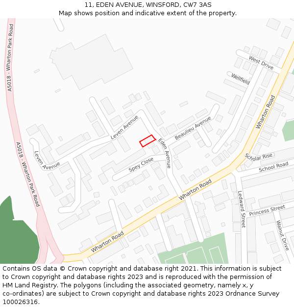 11, EDEN AVENUE, WINSFORD, CW7 3AS: Location map and indicative extent of plot