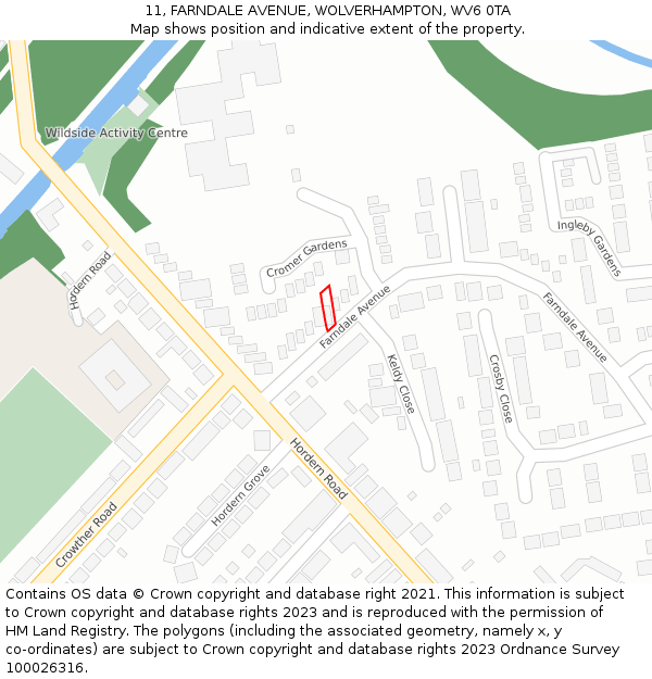 11, FARNDALE AVENUE, WOLVERHAMPTON, WV6 0TA: Location map and indicative extent of plot