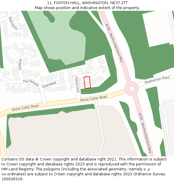11, FOXTON HALL, WASHINGTON, NE37 2TT: Location map and indicative extent of plot