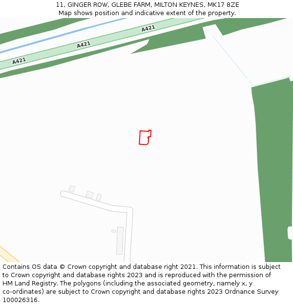 11, GINGER ROW, GLEBE FARM, MILTON KEYNES, MK17 8ZE: Location map and indicative extent of plot