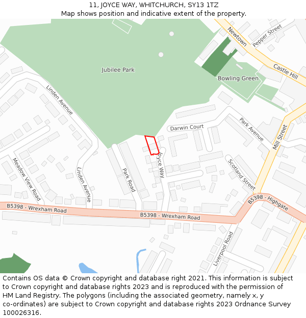 11, JOYCE WAY, WHITCHURCH, SY13 1TZ: Location map and indicative extent of plot