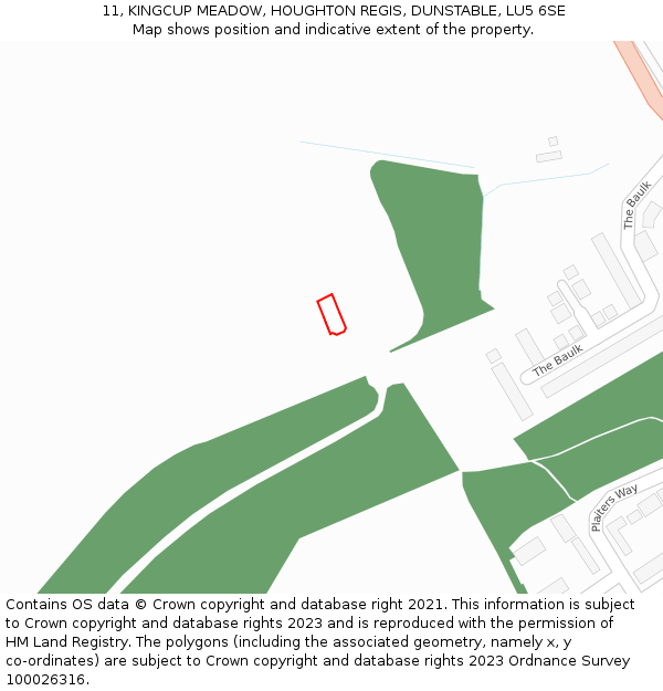 11, KINGCUP MEADOW, HOUGHTON REGIS, DUNSTABLE, LU5 6SE: Location map and indicative extent of plot
