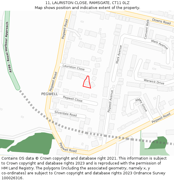 11, LAURISTON CLOSE, RAMSGATE, CT11 0LZ: Location map and indicative extent of plot