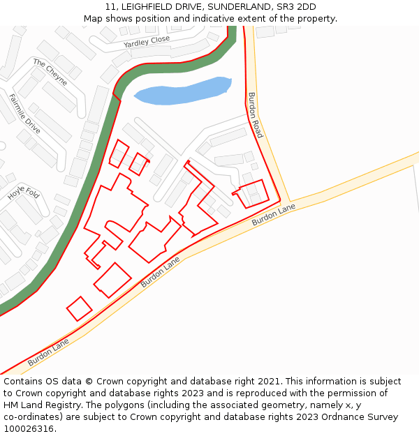 11, LEIGHFIELD DRIVE, SUNDERLAND, SR3 2DD: Location map and indicative extent of plot