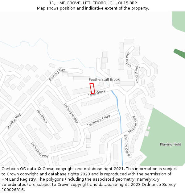 11, LIME GROVE, LITTLEBOROUGH, OL15 8RP: Location map and indicative extent of plot