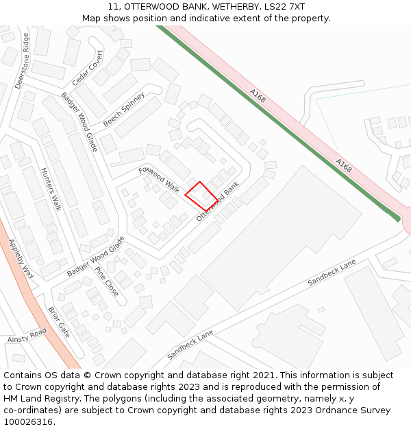 11, OTTERWOOD BANK, WETHERBY, LS22 7XT: Location map and indicative extent of plot