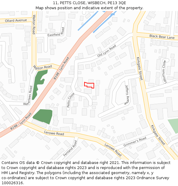 11, PETTS CLOSE, WISBECH, PE13 3QE: Location map and indicative extent of plot