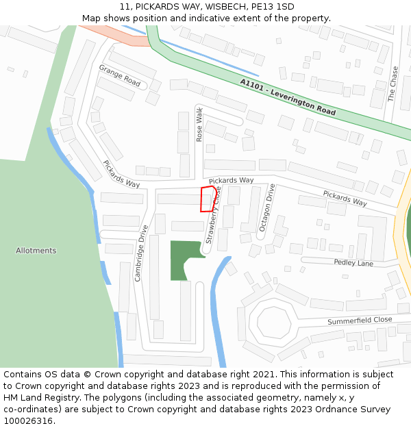 11, PICKARDS WAY, WISBECH, PE13 1SD: Location map and indicative extent of plot