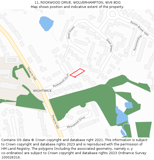 11, ROOKWOOD DRIVE, WOLVERHAMPTON, WV6 8DG: Location map and indicative extent of plot