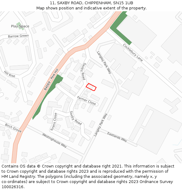 11, SAXBY ROAD, CHIPPENHAM, SN15 1UB: Location map and indicative extent of plot