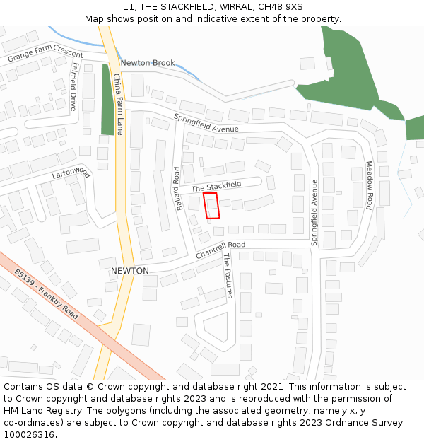 11, THE STACKFIELD, WIRRAL, CH48 9XS: Location map and indicative extent of plot