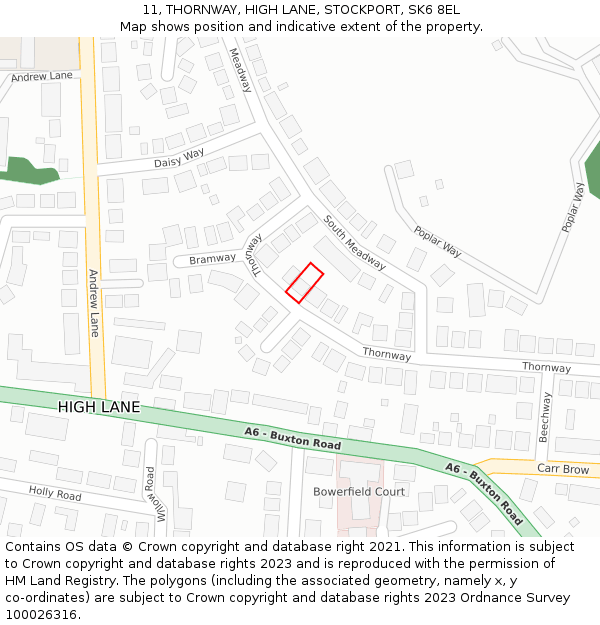11, THORNWAY, HIGH LANE, STOCKPORT, SK6 8EL: Location map and indicative extent of plot