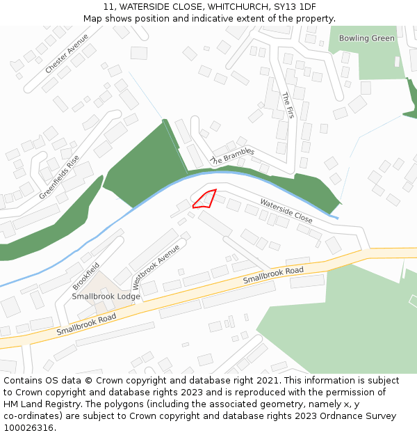 11, WATERSIDE CLOSE, WHITCHURCH, SY13 1DF: Location map and indicative extent of plot