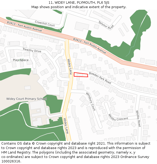 11, WIDEY LANE, PLYMOUTH, PL6 5JS: Location map and indicative extent of plot