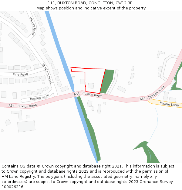 111, BUXTON ROAD, CONGLETON, CW12 3PH: Location map and indicative extent of plot