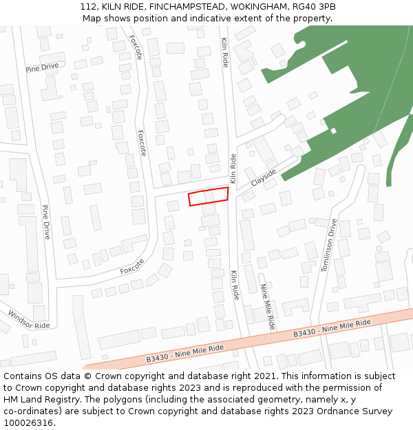 112, KILN RIDE, FINCHAMPSTEAD, WOKINGHAM, RG40 3PB: Location map and indicative extent of plot