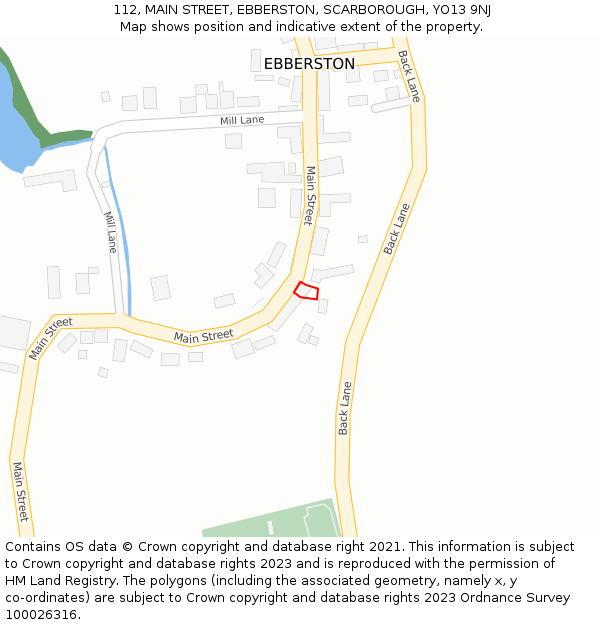 112, MAIN STREET, EBBERSTON, SCARBOROUGH, YO13 9NJ: Location map and indicative extent of plot