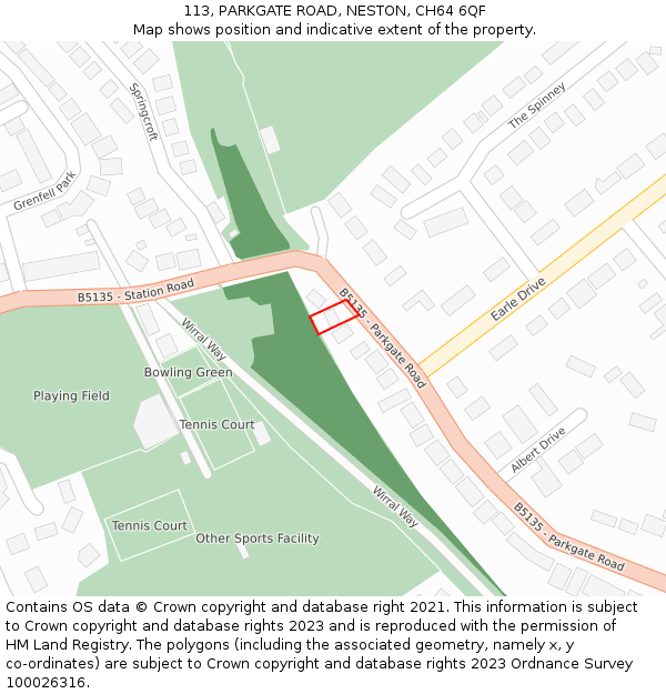 113, PARKGATE ROAD, NESTON, CH64 6QF: Location map and indicative extent of plot