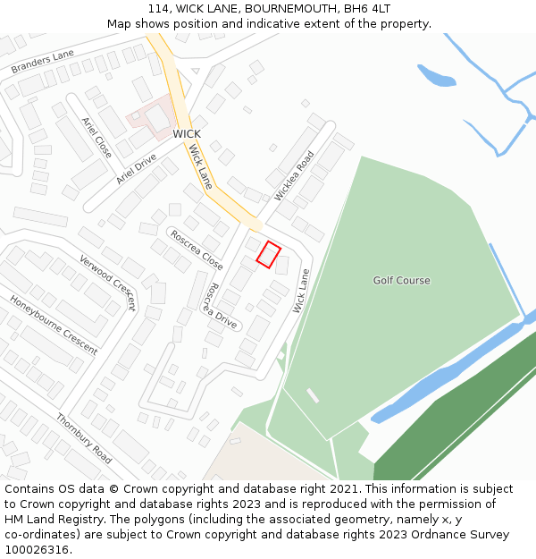 114, WICK LANE, BOURNEMOUTH, BH6 4LT: Location map and indicative extent of plot
