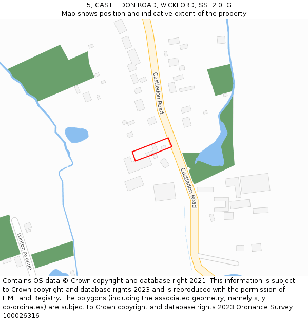 115, CASTLEDON ROAD, WICKFORD, SS12 0EG: Location map and indicative extent of plot