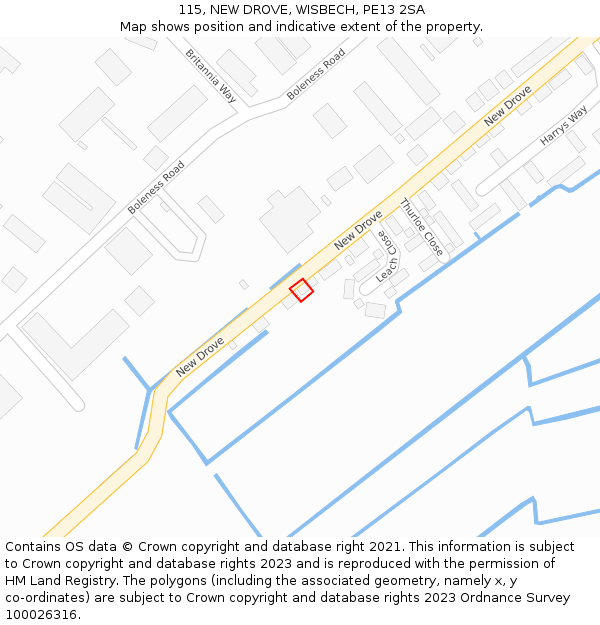 115, NEW DROVE, WISBECH, PE13 2SA: Location map and indicative extent of plot