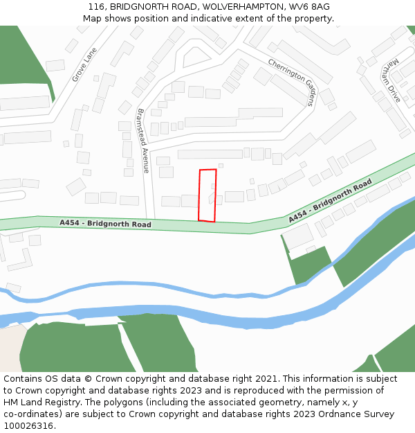 116, BRIDGNORTH ROAD, WOLVERHAMPTON, WV6 8AG: Location map and indicative extent of plot