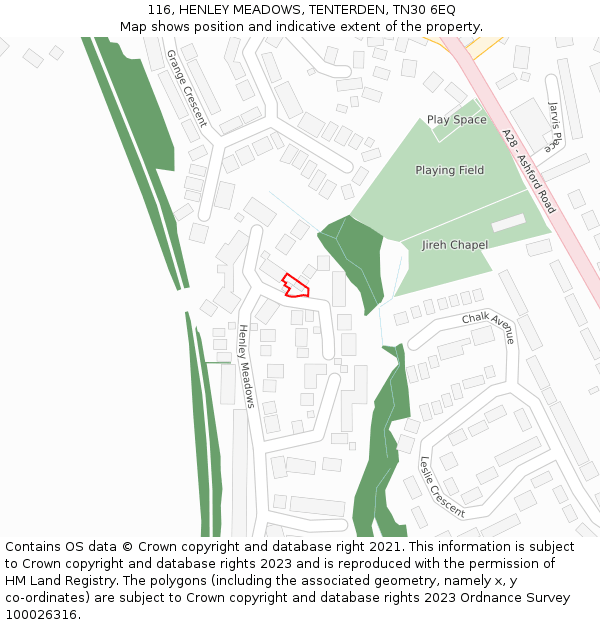 116, HENLEY MEADOWS, TENTERDEN, TN30 6EQ: Location map and indicative extent of plot