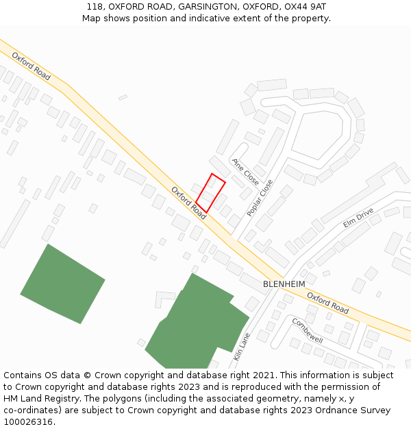 118, OXFORD ROAD, GARSINGTON, OXFORD, OX44 9AT: Location map and indicative extent of plot
