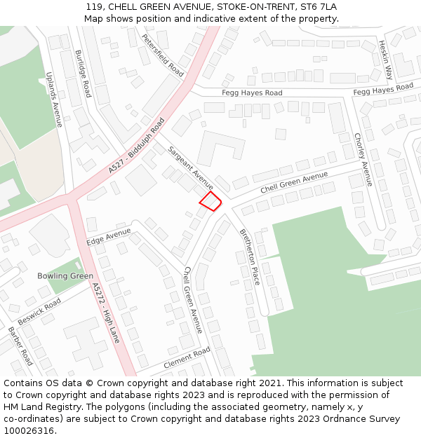 119, CHELL GREEN AVENUE, STOKE-ON-TRENT, ST6 7LA: Location map and indicative extent of plot