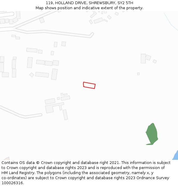 119, HOLLAND DRIVE, SHREWSBURY, SY2 5TH: Location map and indicative extent of plot