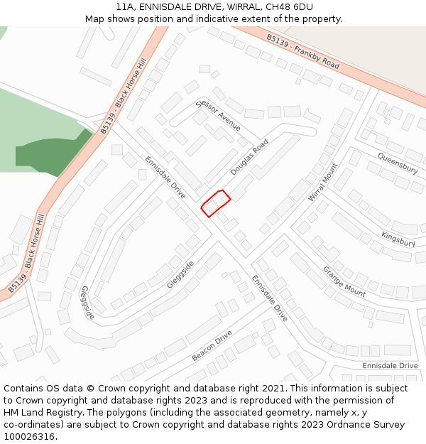 11A, ENNISDALE DRIVE, WIRRAL, CH48 6DU: Location map and indicative extent of plot