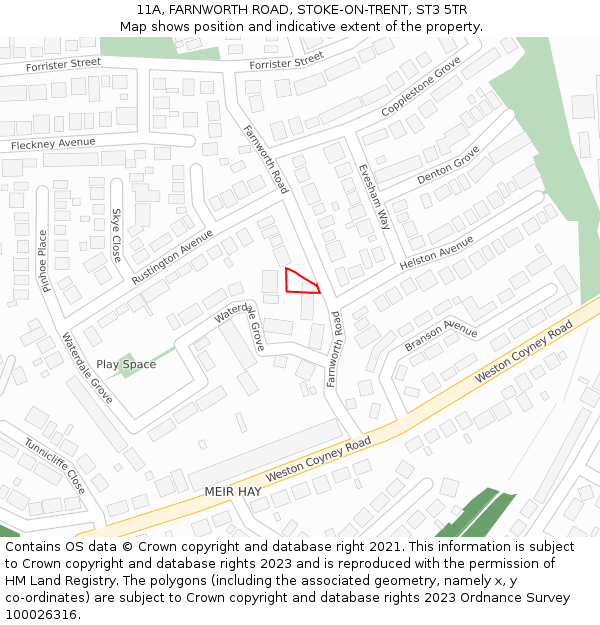 11A, FARNWORTH ROAD, STOKE-ON-TRENT, ST3 5TR: Location map and indicative extent of plot