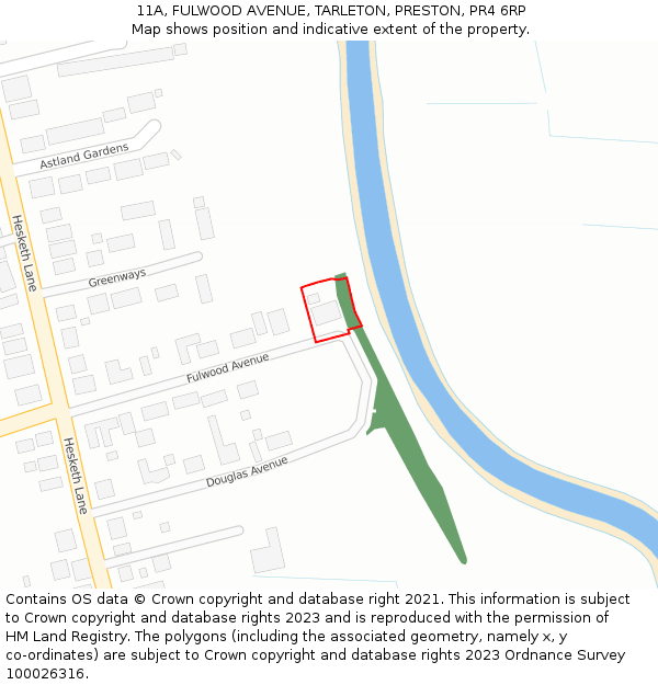 11A, FULWOOD AVENUE, TARLETON, PRESTON, PR4 6RP: Location map and indicative extent of plot