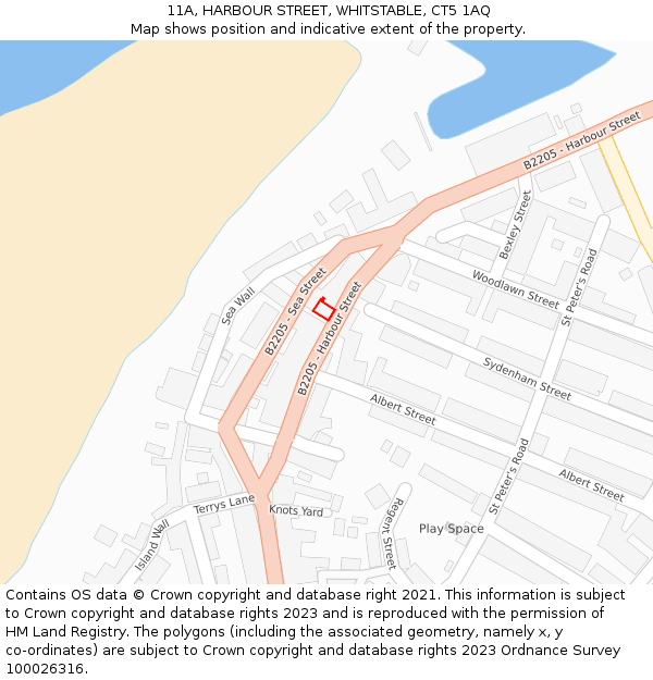 11A, HARBOUR STREET, WHITSTABLE, CT5 1AQ: Location map and indicative extent of plot