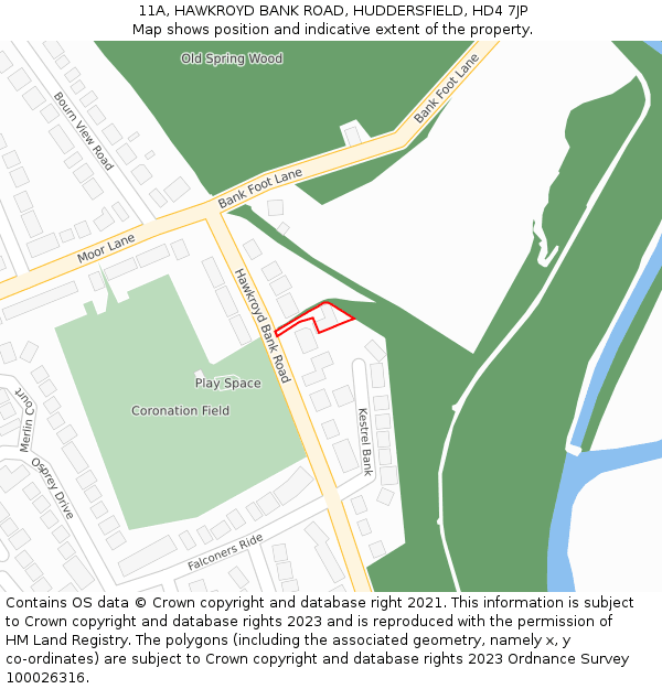 11A, HAWKROYD BANK ROAD, HUDDERSFIELD, HD4 7JP: Location map and indicative extent of plot