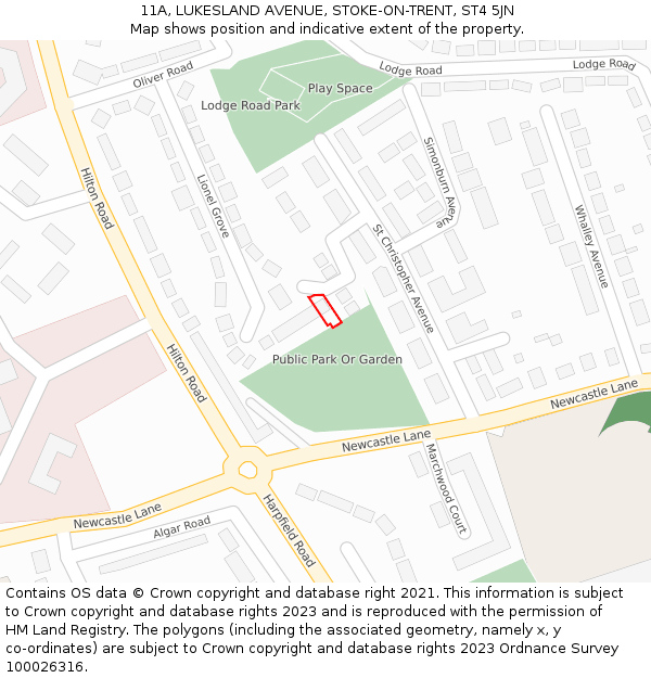 11A, LUKESLAND AVENUE, STOKE-ON-TRENT, ST4 5JN: Location map and indicative extent of plot