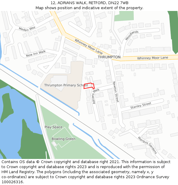 12, ADRIANS WALK, RETFORD, DN22 7WB: Location map and indicative extent of plot