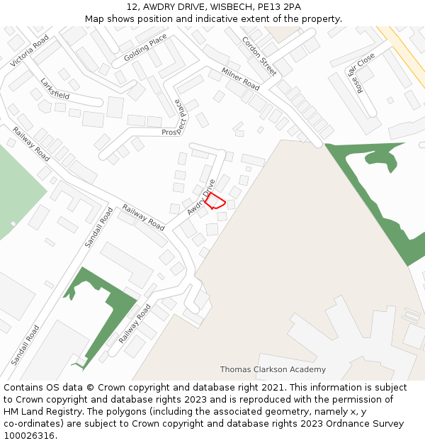 12, AWDRY DRIVE, WISBECH, PE13 2PA: Location map and indicative extent of plot