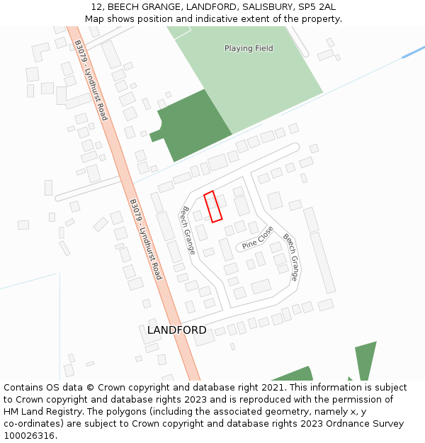 12, BEECH GRANGE, LANDFORD, SALISBURY, SP5 2AL: Location map and indicative extent of plot