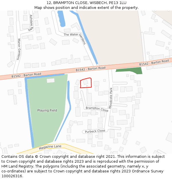 12, BRAMPTON CLOSE, WISBECH, PE13 1LU: Location map and indicative extent of plot