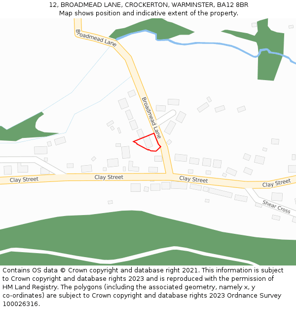 12, BROADMEAD LANE, CROCKERTON, WARMINSTER, BA12 8BR: Location map and indicative extent of plot