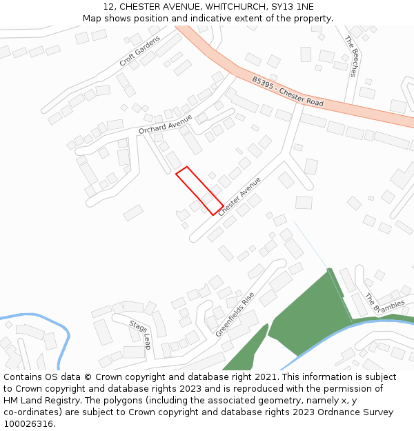 12, CHESTER AVENUE, WHITCHURCH, SY13 1NE: Location map and indicative extent of plot